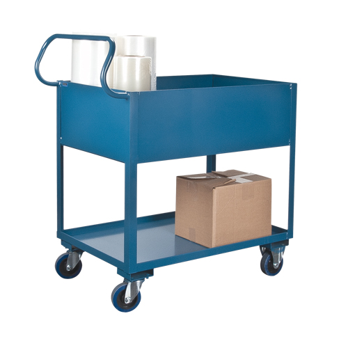 KLETON MN394 Chariots de service &agrave; bordure profonde, 2 Tiers, 24" la x 47" h x 36" p, Capacit&eacute; 1200 lb