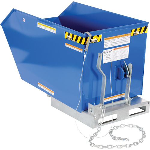 Vestil H-50-HD Low Profile 90 Degree Self Dumping Hopper, Steel, 1/2 cu.yd., Blue