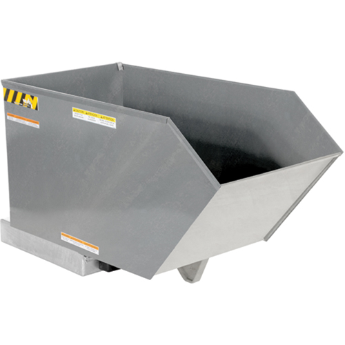 Vestil H-50-HD-GAL Autobasculeur 90 degr&eacute;s &agrave; profil bas, Acier galvanis&eacute;, 1/2 vg³, Argent