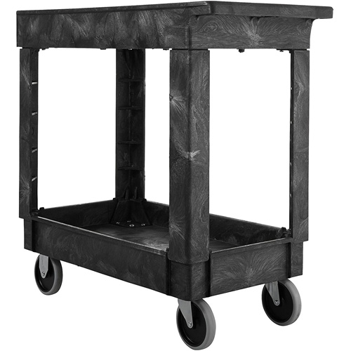 Rubbermaid FG9T6600BLA Flat Handle Utility Cart, 2 Tiers, 34" x 31-1/4" x 16", 500 lbs. Capacity