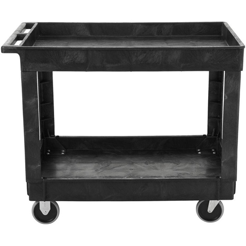 Rubbermaid FG9T6700BLA Flat Handle Utility Cart, 2 Tiers, 40" x 32-1/4" x 24", 500 lbs. Capacity