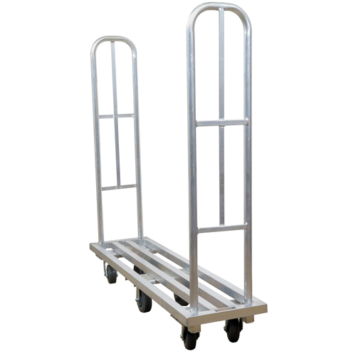 Wesco 270339 Aluminum U-Boat Platform Truck, 16" W x 63" L, 1322 lbs. Cap., Polyurethane Wheels