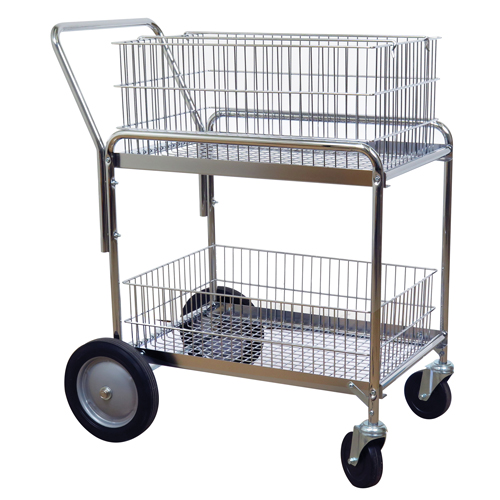 Wesco 272230 Wire Mesh Office Mail Cart, 200 lbs. Capacity, Chrome, 23-3/4" D x 33-1/2" L x 38-1/4" H, Chrome Plated