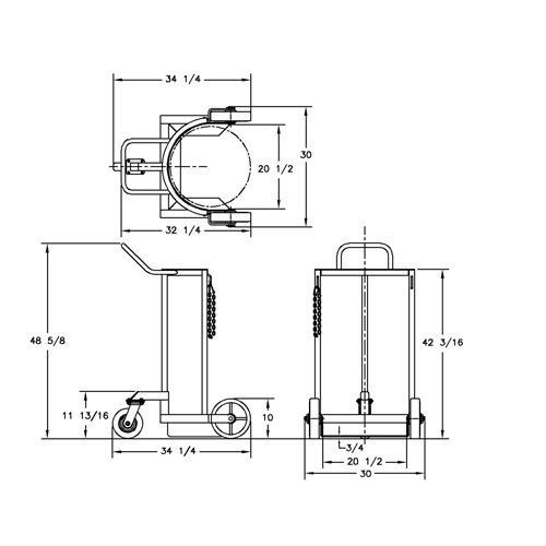 Wesco 210131 Large Liquid Gas Cylinder Truck LCC, Polyurethane Wheels, 20" W x 20" D Base, 1000 lbs.