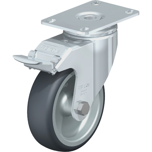 Blickle LKPA-TPA 101G-12-FI Roulette de haute qualit&eacute;, Pivotant avec frein, 4" (101,6 mm), &eacute;lastom&egrave;re de caoutchouc thermoplastique, 240 lb (108 kg)