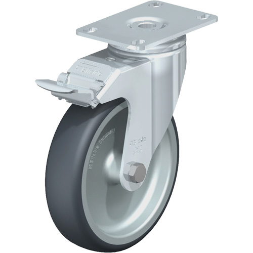 Blickle LKPA-TPA 126G-12-FI High-Quality Caster, Swivel with Brake, 5" (127 mm), Thermoplastic Rubber-Elastomer, 265 lbs. (120 kg.)