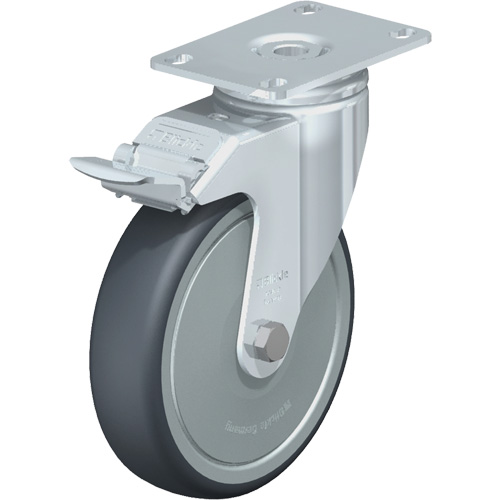 Blickle LKPA-TPA 126KF-12-FI Roulette de haute qualit&eacute;, Pivotant avec frein, 5" (127 mm), &eacute;lastom&egrave;re de caoutchouc thermoplastique, 265 lb (120 kg)