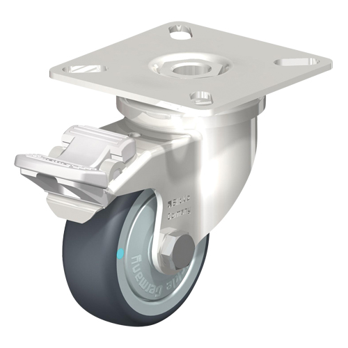 Blickle LPXA-TPA 75KFD-FI Roulette, Pivotant avec frein, 3" (76 mm), &eacute;lastom&egrave;re de caoutchouc thermoplastique, 165 lb (75 kg)