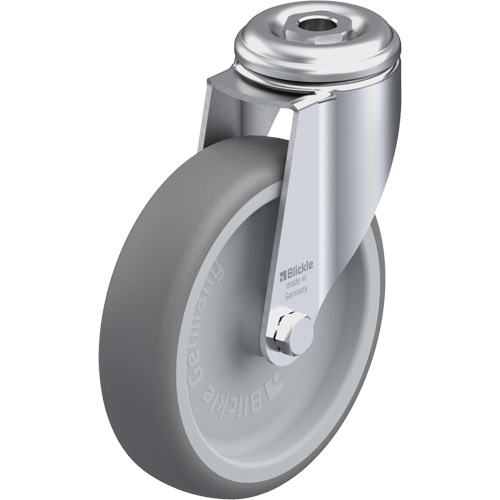 Blickle LKRA-TPA 126G High-Quality Thermoplastic Elastomer Caster, Swivel, 5" (127 mm) Dia., 265 lbs. (120 kg.) Capacity