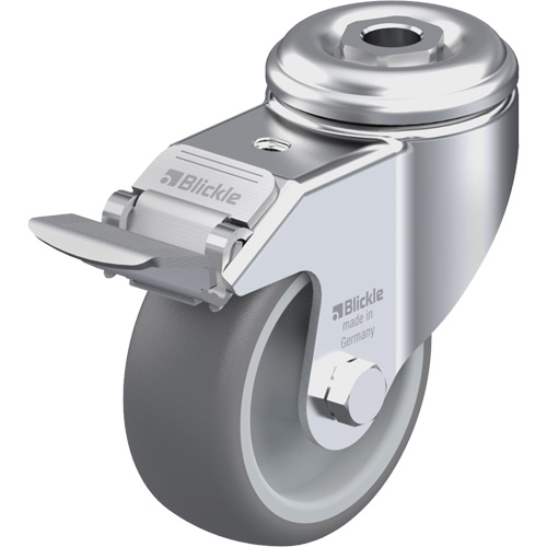 Blickle LKRA-TPA 80G-FI High-Quality Thermoplastic Elastomer Caster, Swivel with Brake, 3-1/8" (79.5 mm) Dia., 220 lbs. (100 kg.) Capacity