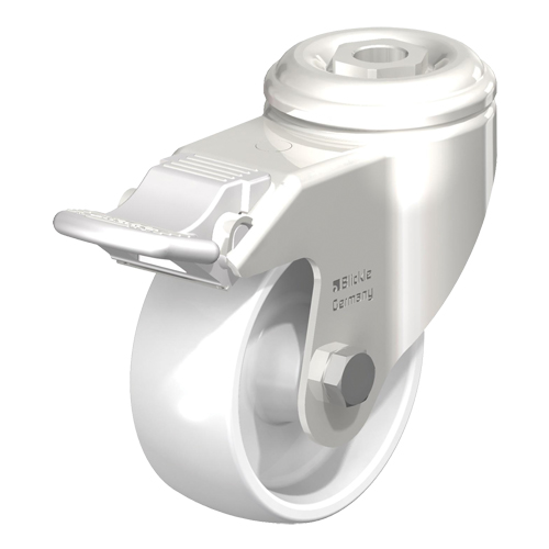 Blickle LKRA-PO 80G-FI Roulette en nylon r&eacute;sistant aux chocs, Pivotant avec frein, Diam&egrave;tre 3-1/8" (79,5 mm), Capacit&eacute; 265 lb (120 kg)