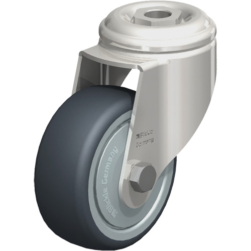 Blickle LKRXA-TPA 80KFD Roulette en &eacute;lastom&egrave;re thermoplastique acier inoxydable, Pivotant, Diam&egrave;tre 3-1/8" (79,5 mm), Capacit&eacute; 220 lb (100 kg)