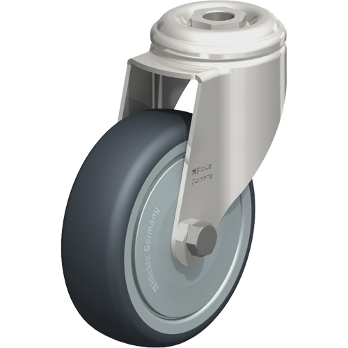 Blickle LKRXA-TPA 101KFD Roulette en &eacute;lastom&egrave;re thermoplastique acier inoxydable, Pivotant, Diam&egrave;tre 4" (102 mm), Capacit&eacute; 240 lb (108 kg)