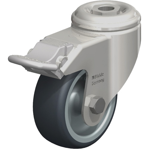 Blickle LKRXA-TPA 80G-FI Roulette en &eacute;lastom&egrave;re thermoplastique acier inoxydable, Pivotant avec frein, Diam&egrave;tre 3-1/8" (79,5 mm), Capacit&eacute; 220 lb (100 kg)