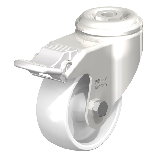 Blickle LKRXA-PO 126G-FI Stainless Steel Nylon Caster, Swivel with Brake, 5" (127 mm) Dia., 265 lbs. (120 kg.) Capacity