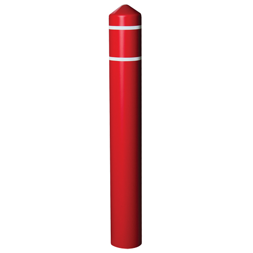 Eagle Mfg. 1737RWS Smooth Bollard Cover With Reflective Stripes, 8" Dia. x 56" L, Red