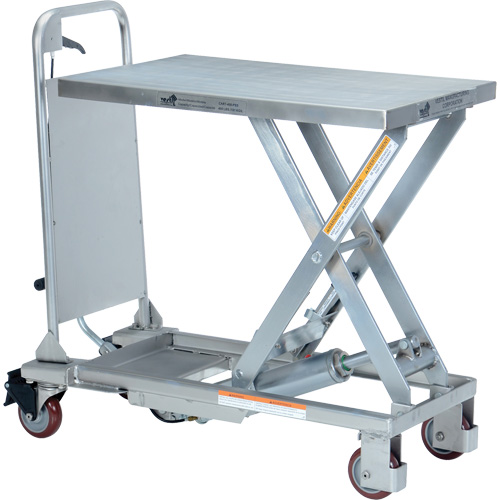Vestil CART-400-PSS Table &eacute;l&eacute;vatrice hydraulique manuelle &agrave; ciseaux, 27-1/2" lo x 17-5/8" la, Partiellement en acier inoxydable, Capacit&eacute; 400 lb
