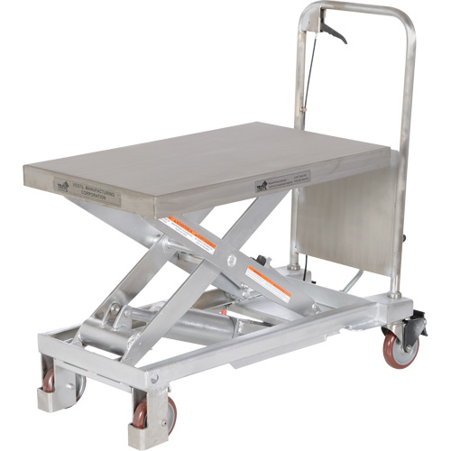 Vestil CART-1000-PSS Manual Hydraulic Scissor Lift Table, 32-1/2" L x 19-1/2 W, Partial Stainless Steel, 1000 lbs. Capacity