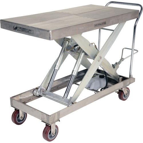 Vestil CART-2000-PSS Manual Hydraulic Scissor Lift Table, 47" L x 24" W, Partial Stainless Steel, 2000 lbs. Capacity