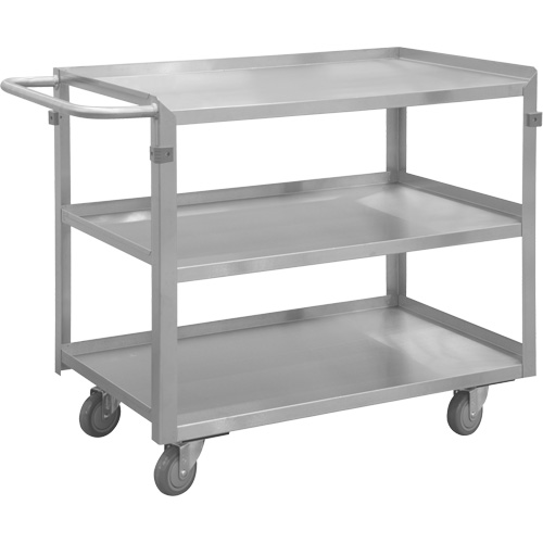 Durham Manufacturing SRSC12016243FLD4PU Industrial Grade Shelf Cart, 3 Tiers, 17" W x 34" H x 30-7/16" D, 500 lbs. Capacity