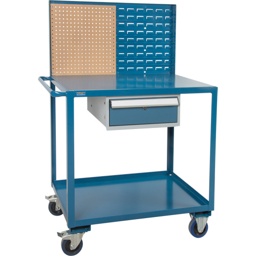 KLETON MP085 Mobile Service Cart, 2 Tiers, 24" W x 57" H x 40" D, 1200 lbs. Capacity