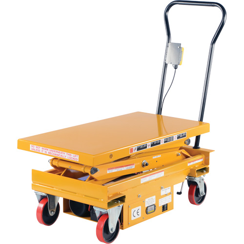 Vestil CART-1000D-DC DC Powered Hydraulic Scissor Lift Elevating Cart, Steel, 39-3/4" L x 20-1/2" W, 1000 lbs. Capacity