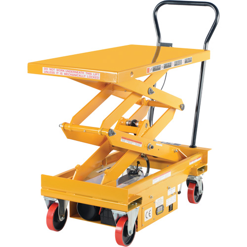 Vestil CART-1000D-DC DC Powered Hydraulic Scissor Lift Elevating Cart, Steel, 39-3/4" L x 20-1/2" W, 1000 lbs. Capacity