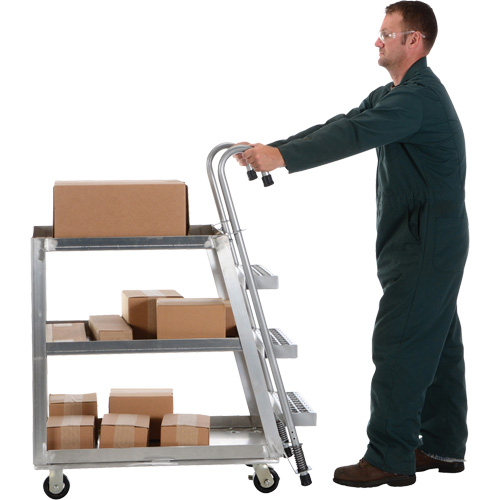 Vestil SPA3-2236 Stockpicker Truck, Aluminum, 21-7/8" W x 40" D, 3 Shelves, 660 lbs. Capacity