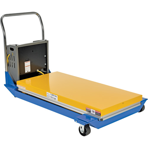 Vestil CART-24-10-DC DC Powered & Manual Scissor Lift Table, Steel, 48" L x 24" W, 1000 lbs. Capacity