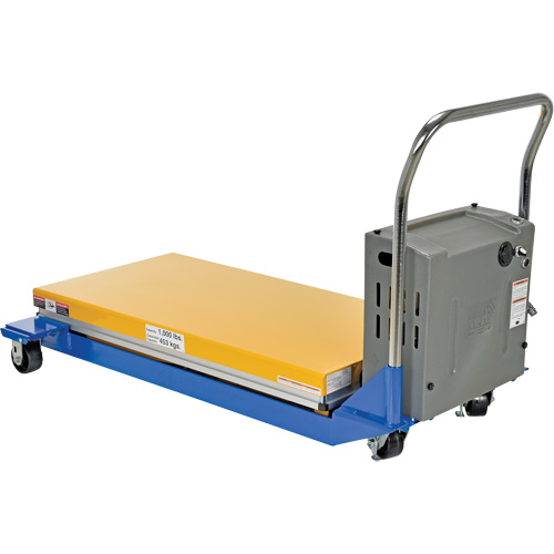 Vestil CART-24-10-DC DC Powered & Manual Scissor Lift Table, Steel, 48" L x 24" W, 1000 lbs. Capacity