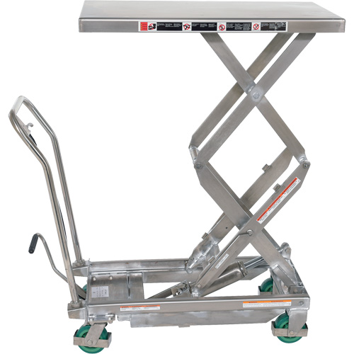 Vestil CART-600-D-SS2 Manual Hydraulic Scissor Lift Table, 36-1/4" L x 19-3/8" W, Stainless Steel, 600 lbs. Capacity