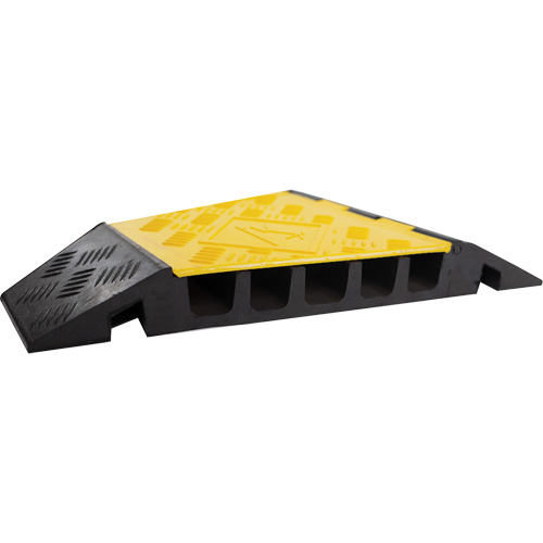 Wearwell PWR.5CH.HD.LC.BYL Protecteur de c&acirc;ble tourne-&agrave;-gauche robuste Powerhouse, 5 canaux, 12" lo x 19,75" la x 2,25" h