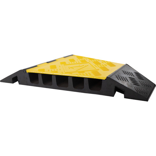 Wearwell PWR.5CH.HD.RC.BYL Protecteur de c&acirc;ble tourne-&agrave;-droite robuste Powerhouse, 5 canaux, 12" lo x 19,75" la x 2,25" h
