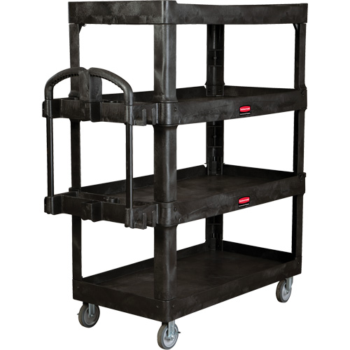 Rubbermaid 2128657 Chariot utilitaire robuste et ergonomique, 4 tiers, 24-1/4" x 62-2/5" x 54-1/10", Capacit&eacute; 700 lb