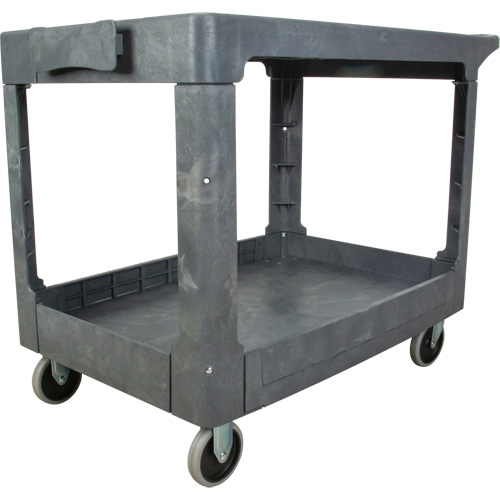 KLETON MP642 Flat-Shelf Utility Service Cart, 2 Tiers, 25-1/4" x 32-1/4" x 44", 550 lbs. Capacity