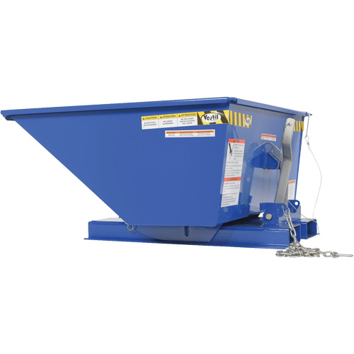 Vestil D-25-LD-LP Conteneur autobasculeur en style D &agrave; profil bas, Acier, 1/4 vg³, Bleu