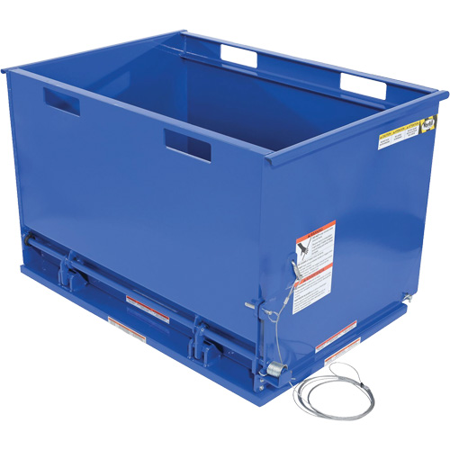 Vestil DBH-100-3 Contenant autobasculeur &agrave; fond ouvrant, Acier, 1 vg³, Bleu