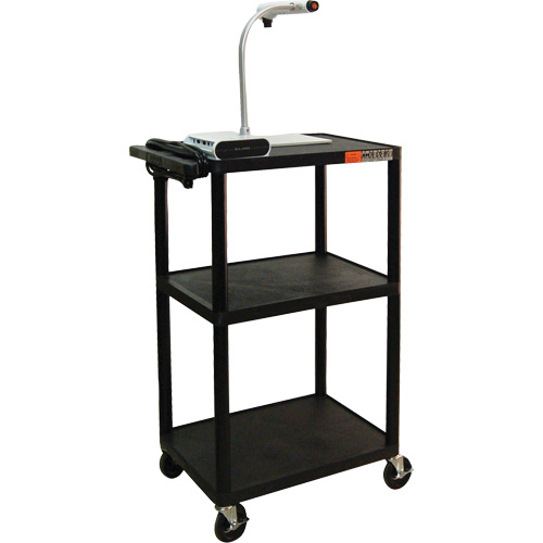 Luxor H. Wilson UCPL2E-B Chariot utilitaire &eacute;lectrique, 3 tiers, 24" x 42" x 18", Capacit&eacute; 300 lb
