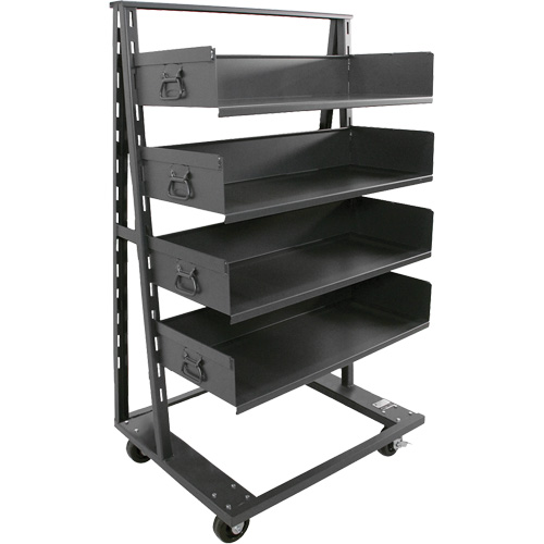 Valleycraft F89069VCGY Chariot &agrave; cadre en A robuste &agrave; un c&ocirc;t&eacute; avec 4 grands plateaux, 38" x 25" x 63", Capacit&eacute; 2500 lb