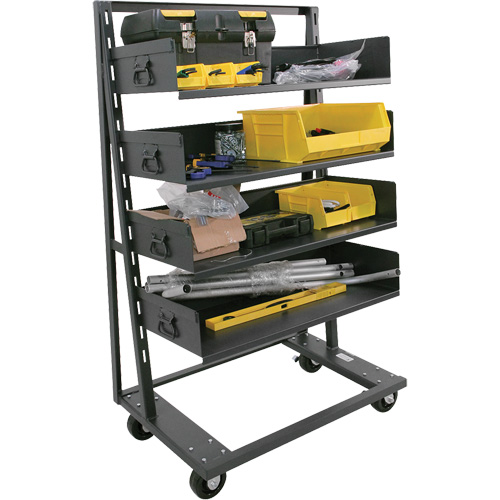 Valleycraft F89069VCGY Chariot &agrave; cadre en A robuste &agrave; un c&ocirc;t&eacute; avec 4 grands plateaux, 38" x 25" x 63", Capacit&eacute; 2500 lb
