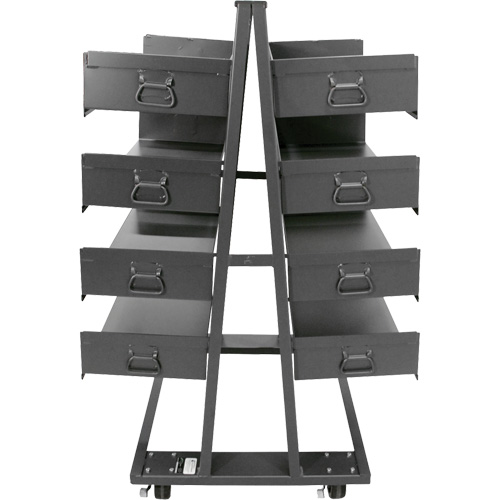 Valleycraft F89065VCGY Chariot &agrave; cadre en A robuste &agrave; deux c&ocirc;t&eacute;s avec 8 plateaux &agrave; rebords, 38" x 30" x 63", Capacit&eacute; 2500 lb