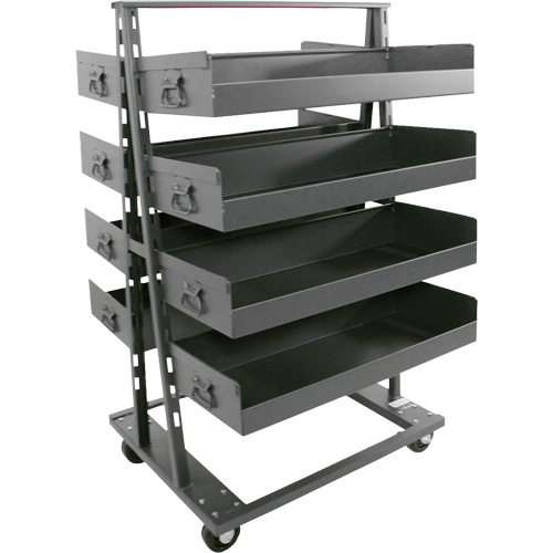 Valleycraft F89067VCGY Double-Sided Heavy Duty A-Frame Cart with 8 Large Lipped Trays, 38" x 30" x 63", 2500 lbs. Capacity