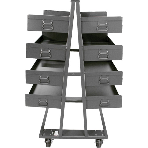 Valleycraft F89067VCGY Double-Sided Heavy Duty A-Frame Cart with 8 Large Lipped Trays, 38" x 30" x 63", 2500 lbs. Capacity