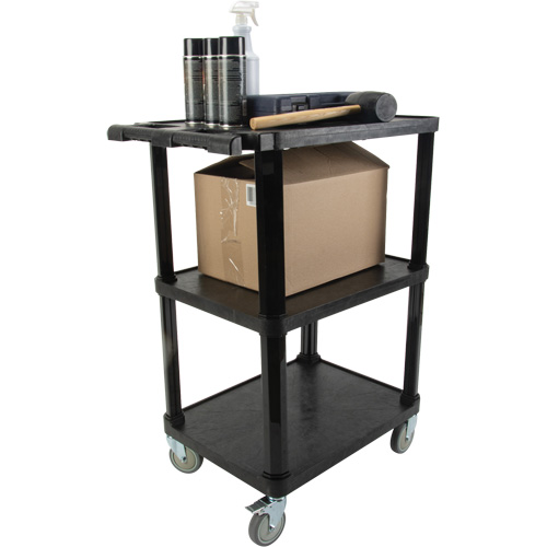 KLETON MQ183 Utility Cart with Flat Shelf, 3 Tiers, 18-1/8" x 37-3/8" x 27-3/4", 330 lbs. Capacity