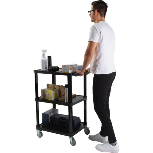 KLETON MQ183 Utility Cart with Flat Shelf, 3 Tiers, 18-1/8" x 37-3/8" x 27-3/4", 330 lbs. Capacity