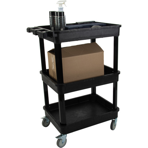 KLETON MQ184 Utility Cart with Deep Lip Shelf, 3 Tiers, 19" x 39-1/2" x 28-1/4", 330 lbs. Capacity