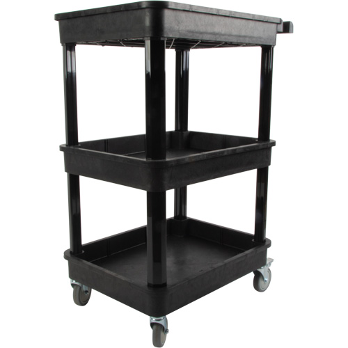 KLETON MQ184 Utility Cart with Deep Lip Shelf, 3 Tiers, 19" x 39-1/2" x 28-1/4", 330 lbs. Capacity