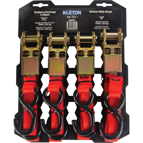 KLETON MQ223 Tendeur d'arrimage &agrave; cliquet, Crochet en S, 1" , 12' , Charge d'utilisation max. 2200 lb (998 kg)