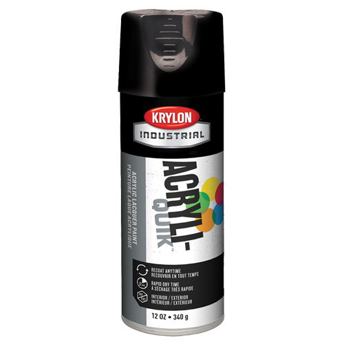 Krylon Industrial K01601A07 Laque industrielle Acryli-Quik, Noir OSHA, Brillant, 12 oz, Canette a&eacute;rosol