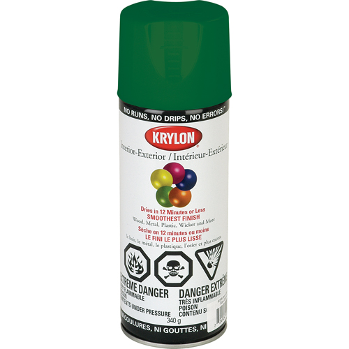 Krylon Industrial K02001A07 Laque industrielle Acryli-Quik, Vert chasseur, Brillant, 12 oz, Canette a&eacute;rosol